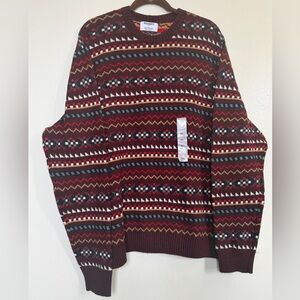 Old Navy SoSoftMen's Patterned Crewneck Sweater - Red, Brown, Cream